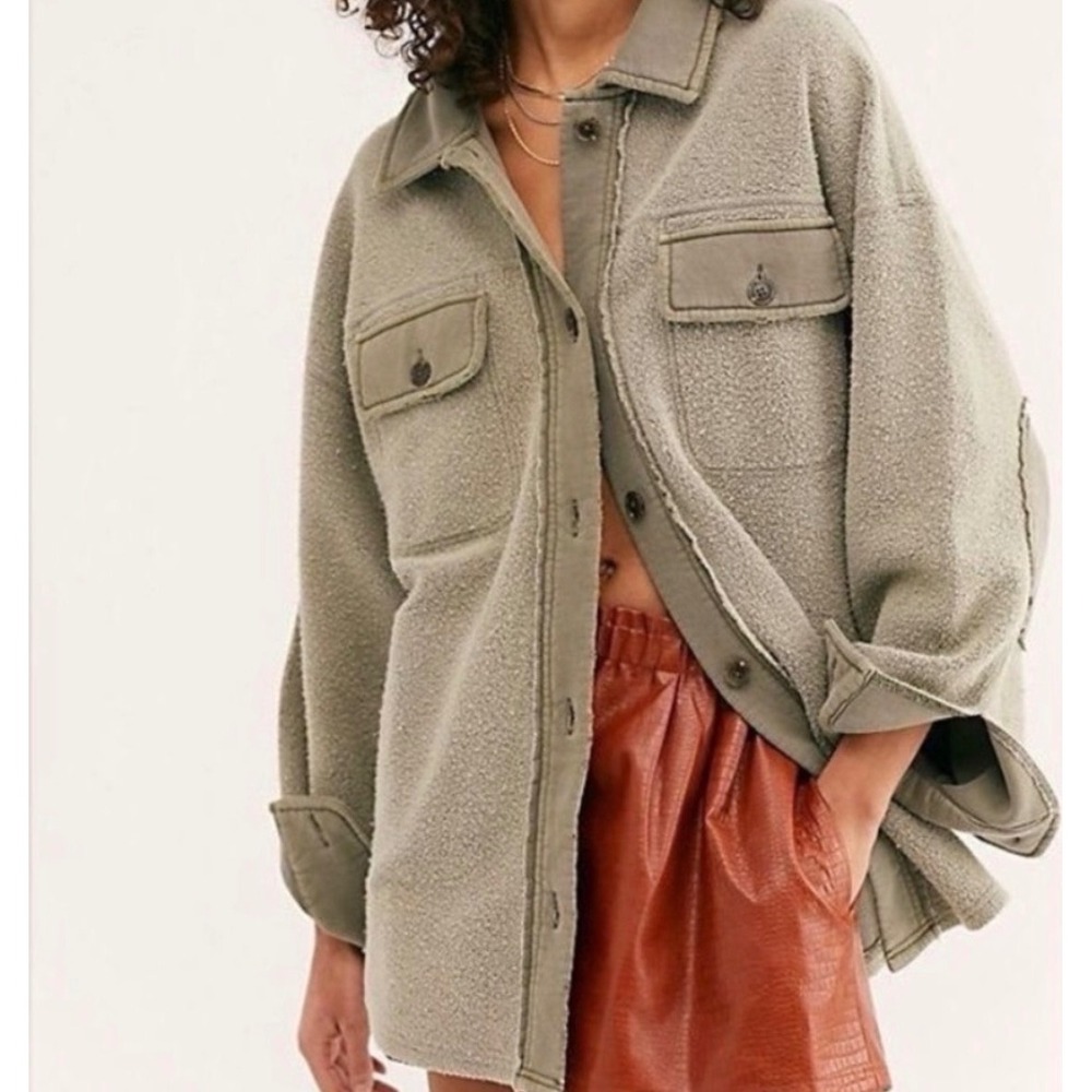 Free People Jacket Ruby Oversized Fleece Shacket Sage Green Large